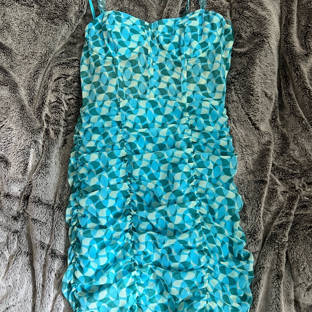 Blue Geometric Patterned Dress